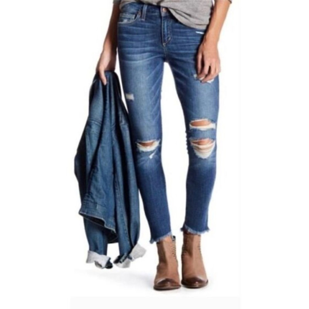 Joe's Jeans Size 27‎ Women's Blue The Blondie Mid Rise Skinny Ankle Raw Hem 💙